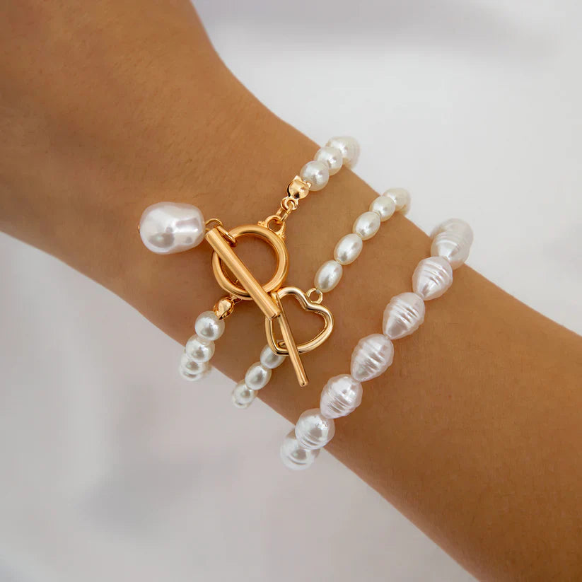 Colar de Pérolas Infinite + Pulseiras como PRESENTE