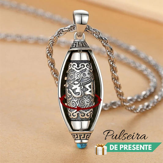 2x1 Colar de Proteção Giratório "Om Mani Padme Hum" + PRESENTE