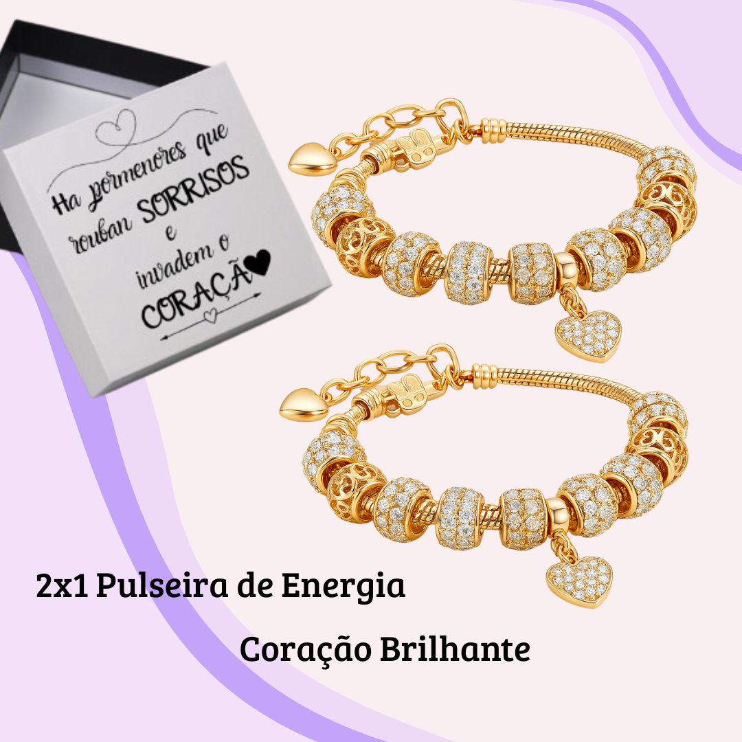 Pulseira de energia “Coração Brilhante 2x1